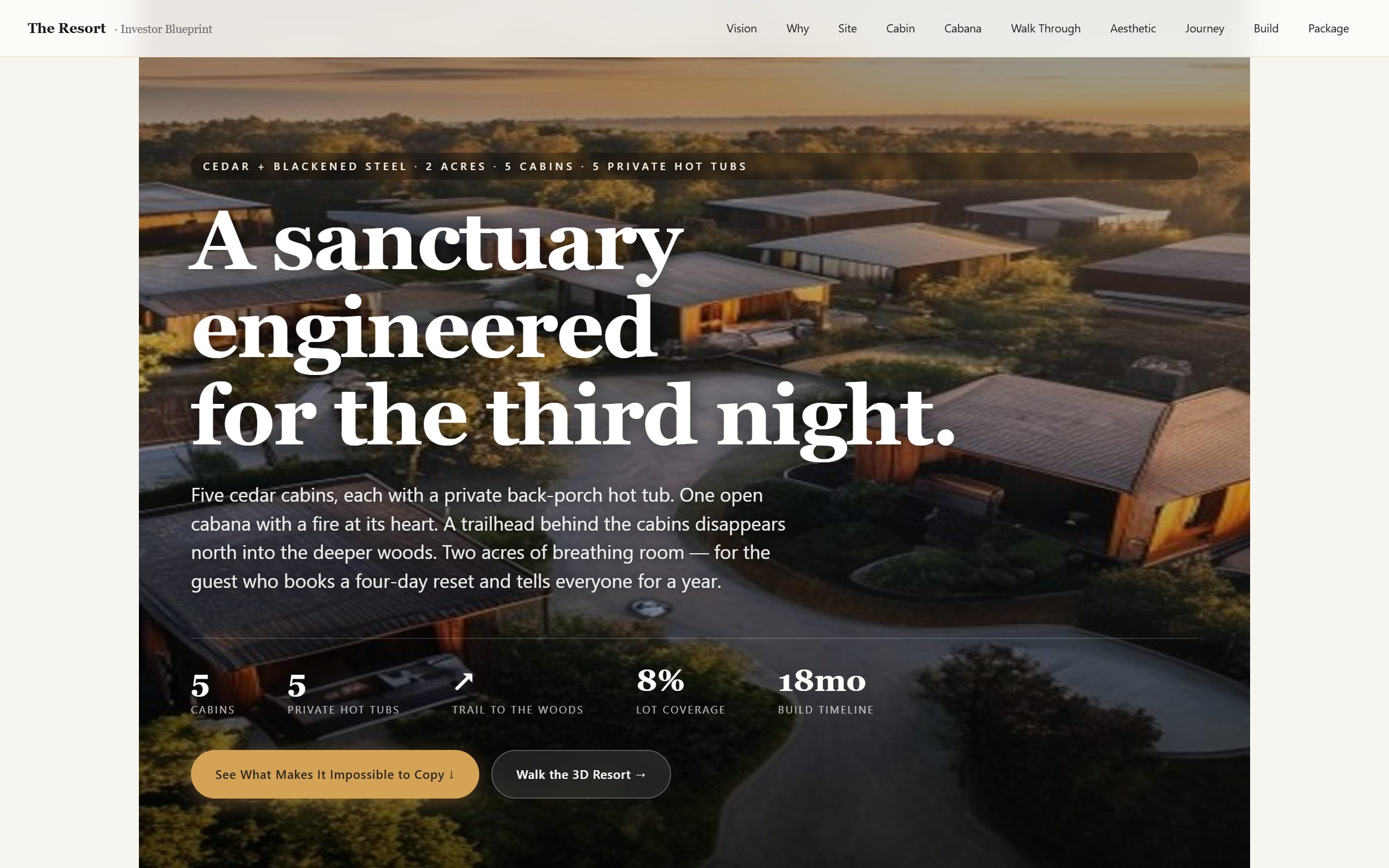 Tiny Home Wellness Resort website